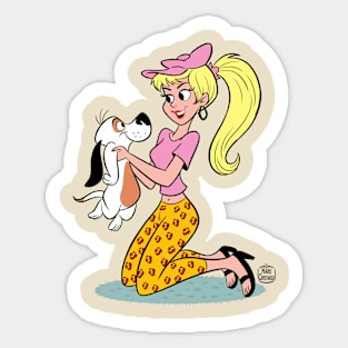 PRETTY GIRL WITH DOG Sticker